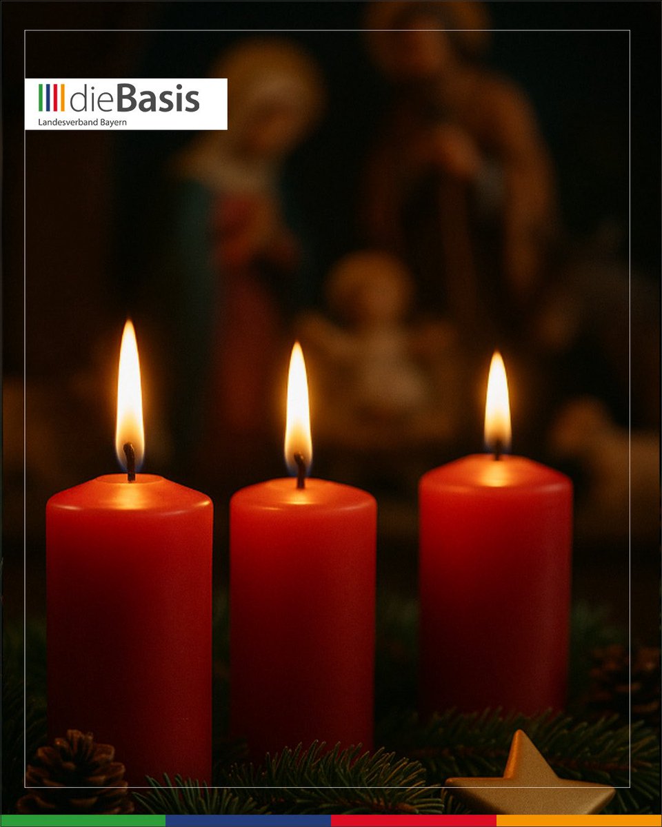 dieBasis_Bayern's tweet image. Der dritte Advent erinnert daran, wie wertvoll Orientierung ist. 🕯️🕯️🕯️

In einer Zeit, in der Meinungen vorgegeben, Ängste geschürt und Diskussionen verkürzt werden, braucht es Menschen, die innehalten, hinterfragen und selbst denken.

Der Advent ist nicht nur eine Zeit der…