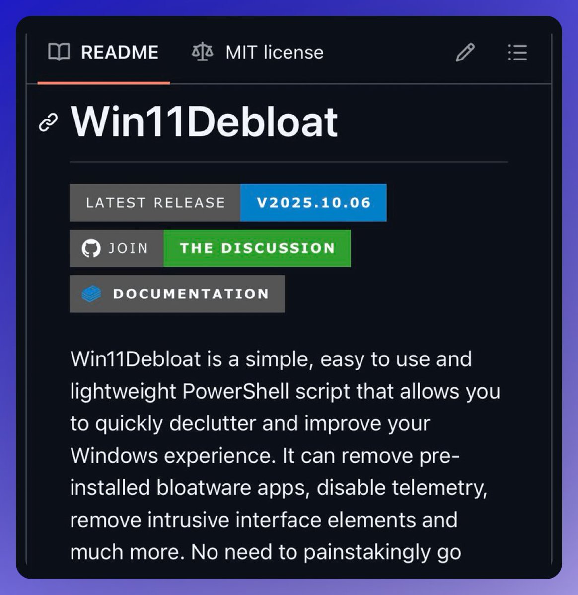 Un script PowerShell simple et léger pour supprimer les applications préinstallées et désactiver la télémétrie.