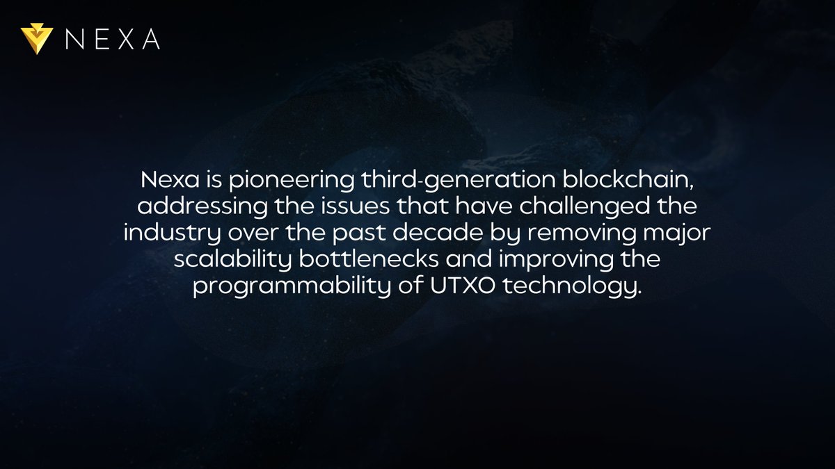 Nexa is pioneering third-generation blockchain, addressing the issues that  have challenged the industry over the past decade by removing major  scalability bottlenecks and improving the programmability of UTXO  technology.