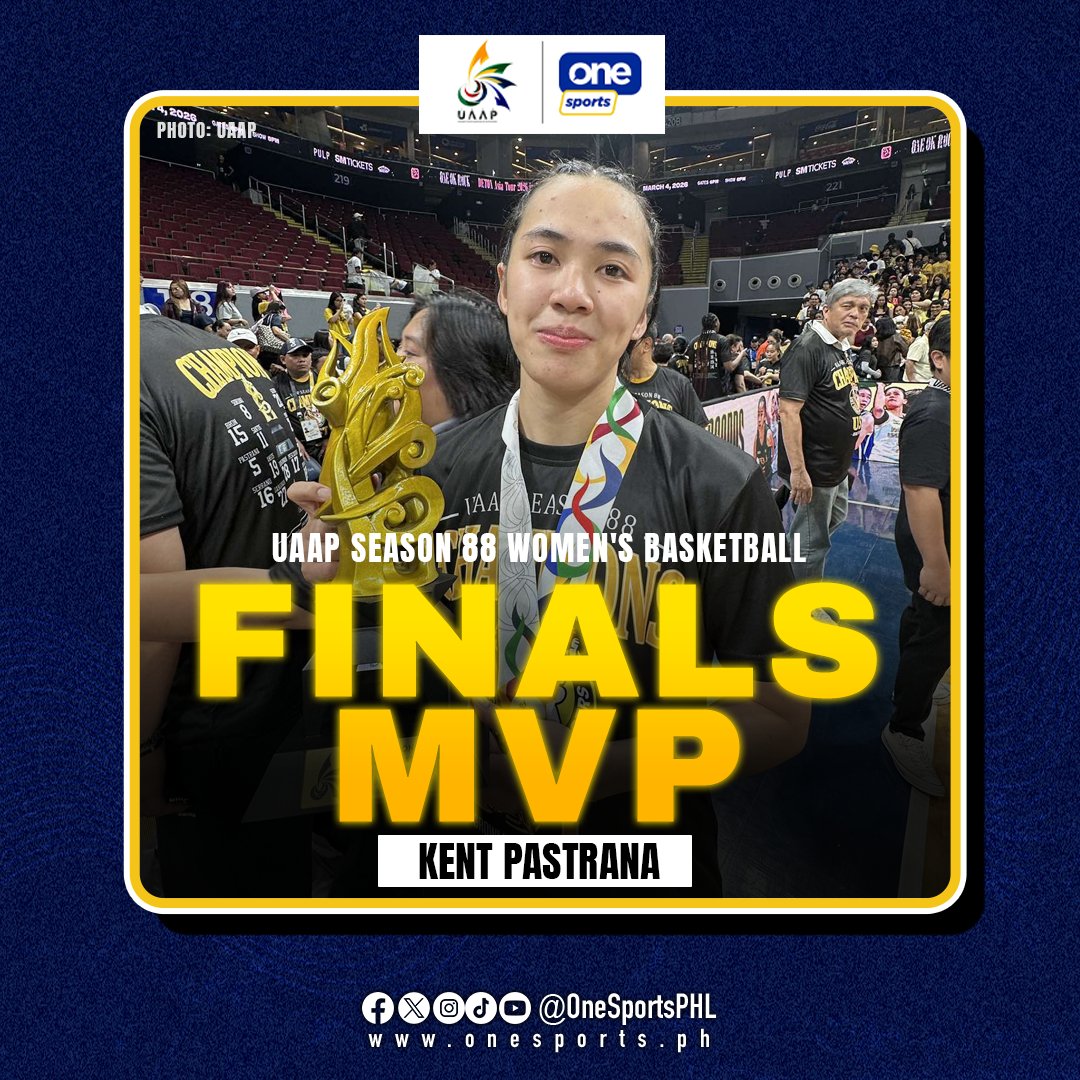 OneSportsPHL's tweet photo. KENT STOP THE QUEEN TIGRESS 🐯🏆

Kent Pastrana is named Finals MVP after anchoring UST in an epic championship run, leading and rallying the España-based squad throughout their #UAAPSeason88 Women’s Basketball journey!

#LegendsStartHere #StrengthInMotionHopeInAction https://t.co/xWt4a6w4PE