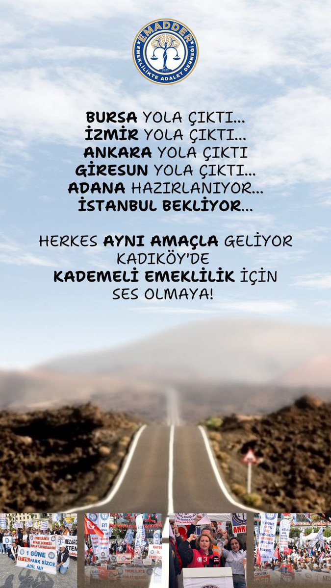 EmadDernegi's tweet photo. 📣 TÜRKİYE’NİN DÖRT BİR YANINDAN YOLDAYIZ! 🚌✊

Emeklilikte Adalet Derneği’nin Türkiye’nin dört bir yanındaki yönetim ekipleri ve değerli üyeleri,
İstanbul’da gerçekleştireceğimiz basın açıklaması için yollarda.

Bu yol yalnızca şehirleri değil,
yıllardır biriken adalet talebini birbirine bağlıyor ⚖️

Mesafe tanımadan, yorulmadan,
“Bu mücadelede ben de varım” diyen yürekli insanlar;
emeğin sesi olmak için İstanbul’da buluşuyor ❤️‍🔥

Her şehirden bir umut,
her yoldan bir kararlılık taşıyoruz 🧭
Omuz omuza, yan yana, tek yürek… 🤝

Bu dava yolda ✨
Bu adalet yolda ✊

Emeklilikte Adalet Derneği

@Akparti
@MHP_Bilgi
@iyiparti
@herkesicinCHP
@rprefahpartisi
@tipgenelmerkez
@zaferpartisi
@bbpgenelmerkez
@SaadetPartisi
@devapartisi
@anahtarparti
@sgksosyalmedya
@AYMBASKANLIGI
@barolar
@TCYargitay
@TC_Danistay
@HSKKurumsal
@insanhaklariDB
@insanhaklari

@EmadDernegi
#KademeKadıköyde