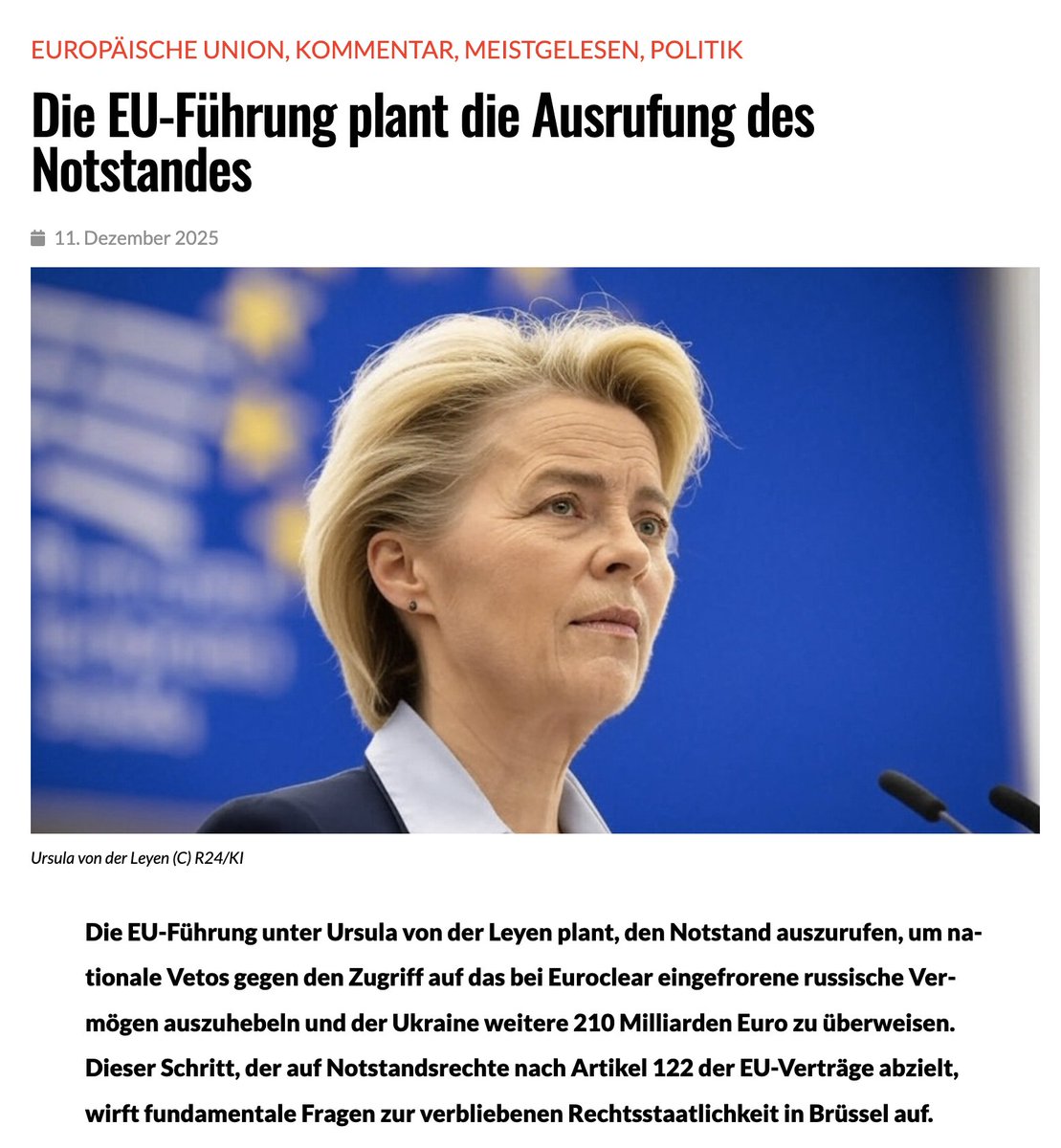 deSunShineBand's tweet image. 🇪🇺 Von der Leyen overweegt de noodtoestand uit te roepen om het vetorecht van EU-landen te kunnen omzeilen, teneinde de Russen geheel zelfstandig te kunnen pijnigen.