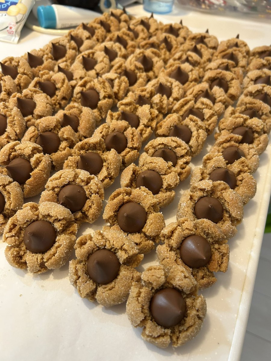 77 peanut butter cookies (minus a few eaten ones)