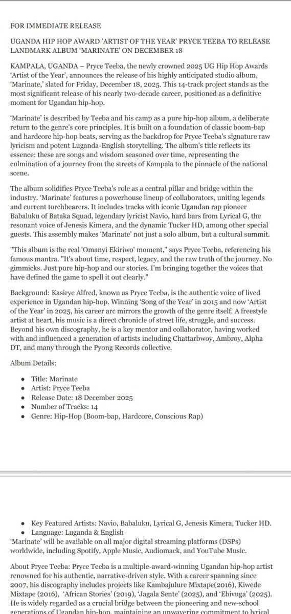 Purchase <a href="/PryceTeeba/">#MAYOR</a> latest album now its featuring almost all your favorite rappers 🙌 

Follow Link To Save #marinatealbum 
onerpm.link/238166296237