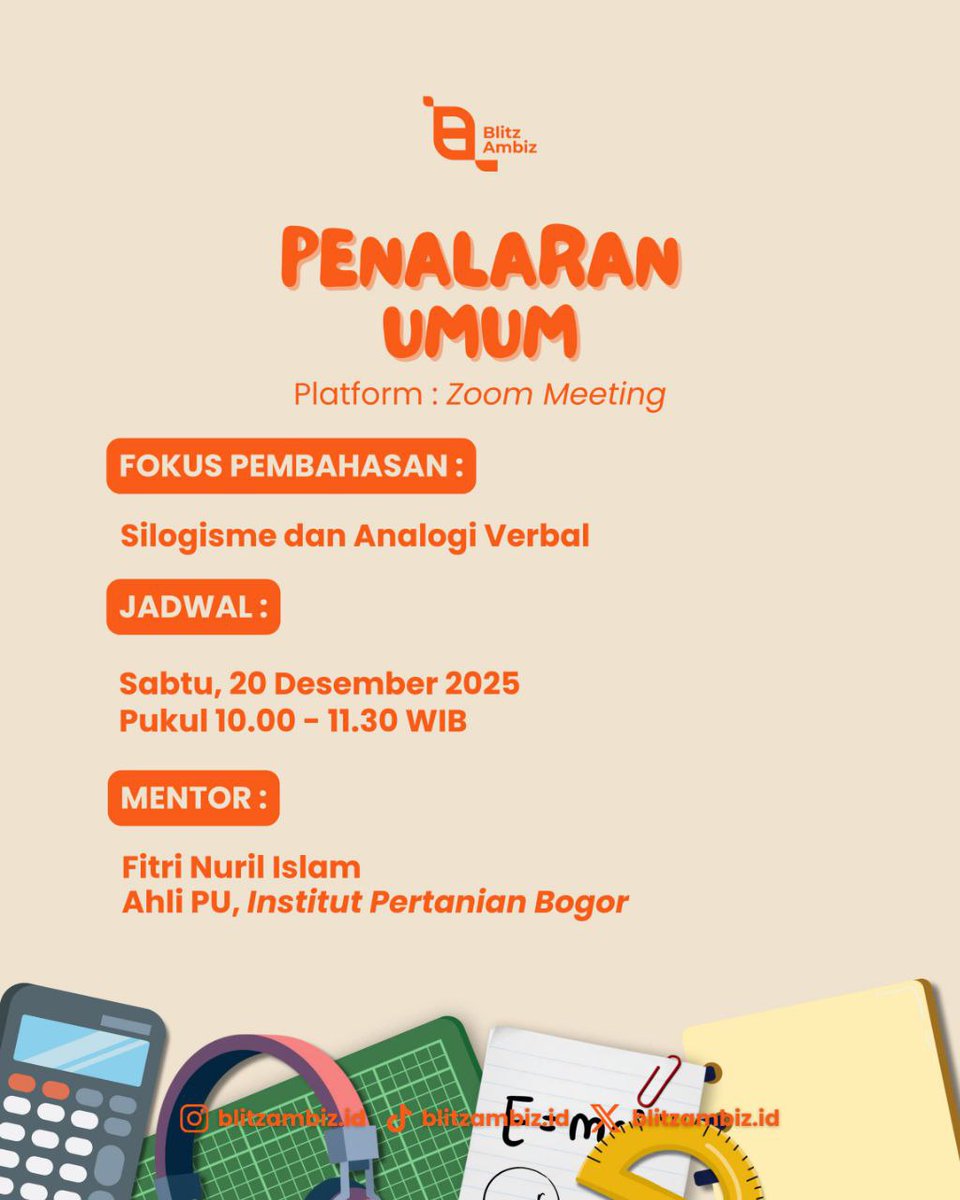 snbtfess's tweet image. ⚠ INFO GRATISAN UTBK ⚠

Stop scrolling! Blitzambiz buka kelas gratis PK &amp;amp; PU buat weekend ini. Materinya dijamin daging semua (Limit &amp;amp; Silogisme)! 🥩

KUOTA CUMA 95 ORANG! 😭

Daftar sekarang sebelum full:
🔗 PU (20 Des): bit.ly/KGBlitzPU
🔗 PK (21 Des):…