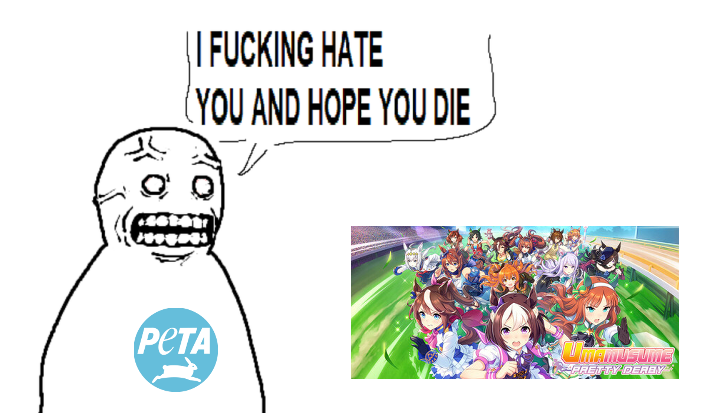 Jeffny10's tweet photo. When I saw Peta's post about Umamusume from a video, this meme pops up in my head. https://t.co/Eq4wzIlGgL