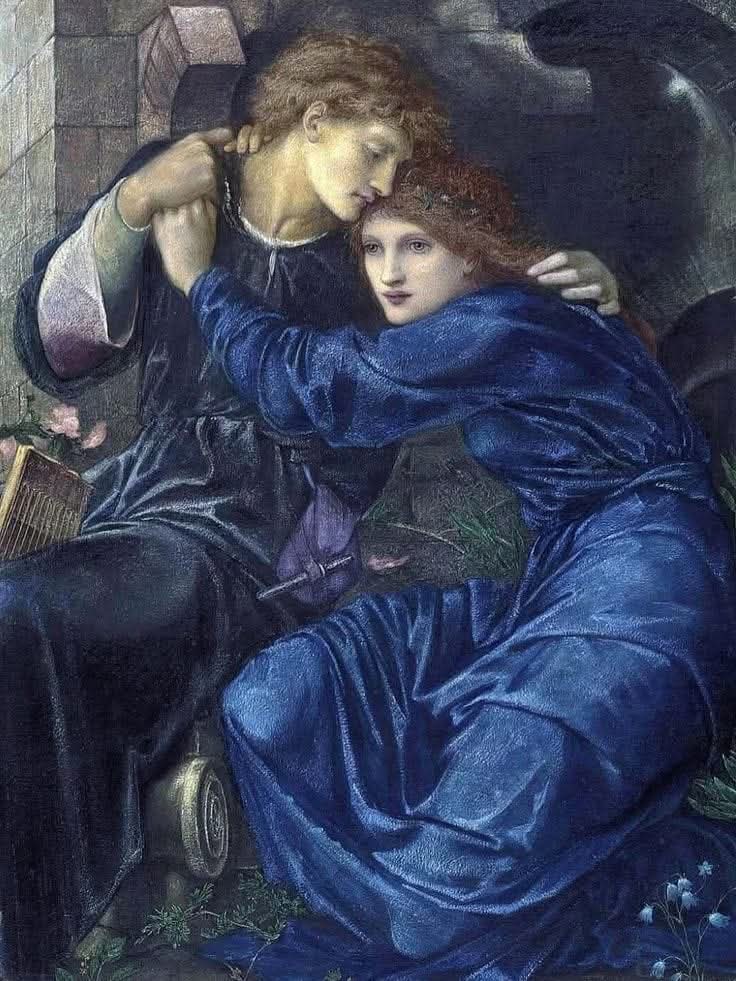 El #Cuadro del día: "El amor entre las ruinas" (1873), de Edward Burne-Jones (1833-1898), pintor inglés. 

Burne-Jones fue un artista y  asociado con la Hermandad Prerrafaelita, produciendo algunas de las más exquisitas y bellas obras de arte de la época.