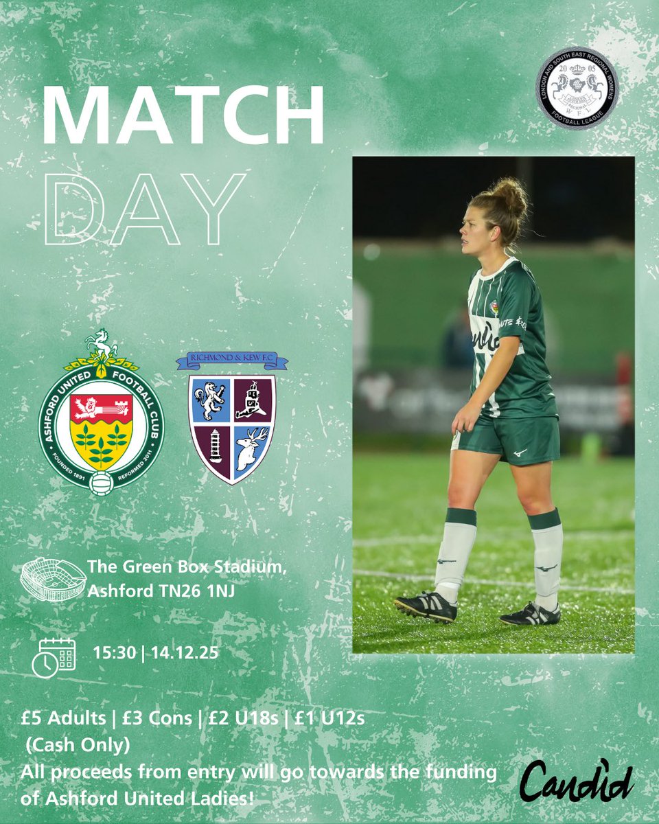 MATCH DAY!

🆚 <a href="/Rkfc_womens/">Richmond & Kew FC Women</a> 
🕞 15:30 KO
📍 Green Box Stadium (Homelands), TN26 1NJ

🎟️ As a thank you to our Ashford supporters you will also receive 5 free raffle tickets on entry for every £5 you pay/donate! You could be a lucky winner…🏅