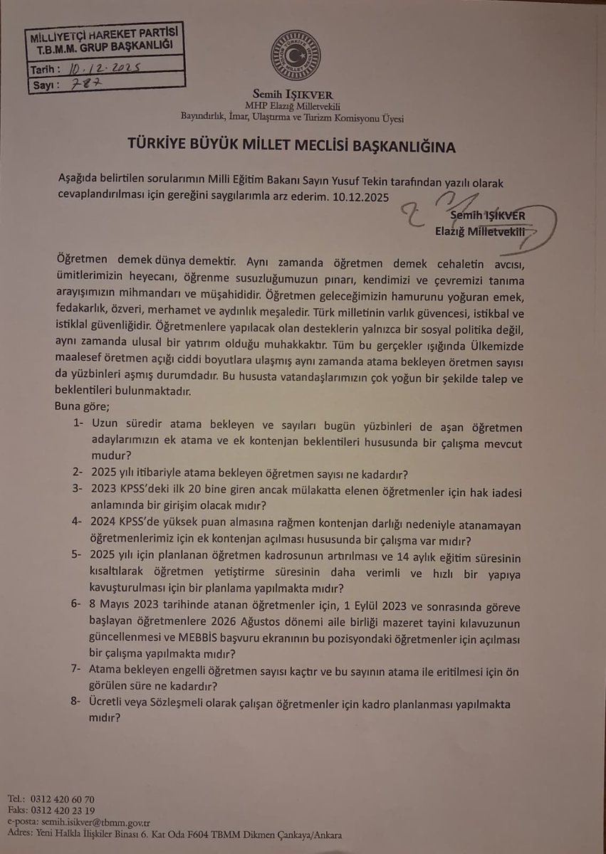 Adalet geciktikçe yalnızca öğretmenler değil toplum da zarar görür.1611 öğretmenin yaşadığı bu süreç,ortak vicdanı yaralamıştır. Sayın Devlet Bahçeli’nin çağrısı, yaranın Meclis’te sarılması içindir. Hakkımızın iadesini istiyoruz. <a href="/YS_Turkoglu/">Selçuk Türkoğlu</a>
<a href="/cftcblnt/">Bülent ÇİFTCİ</a> #BütçedeMülakataHakiadesi