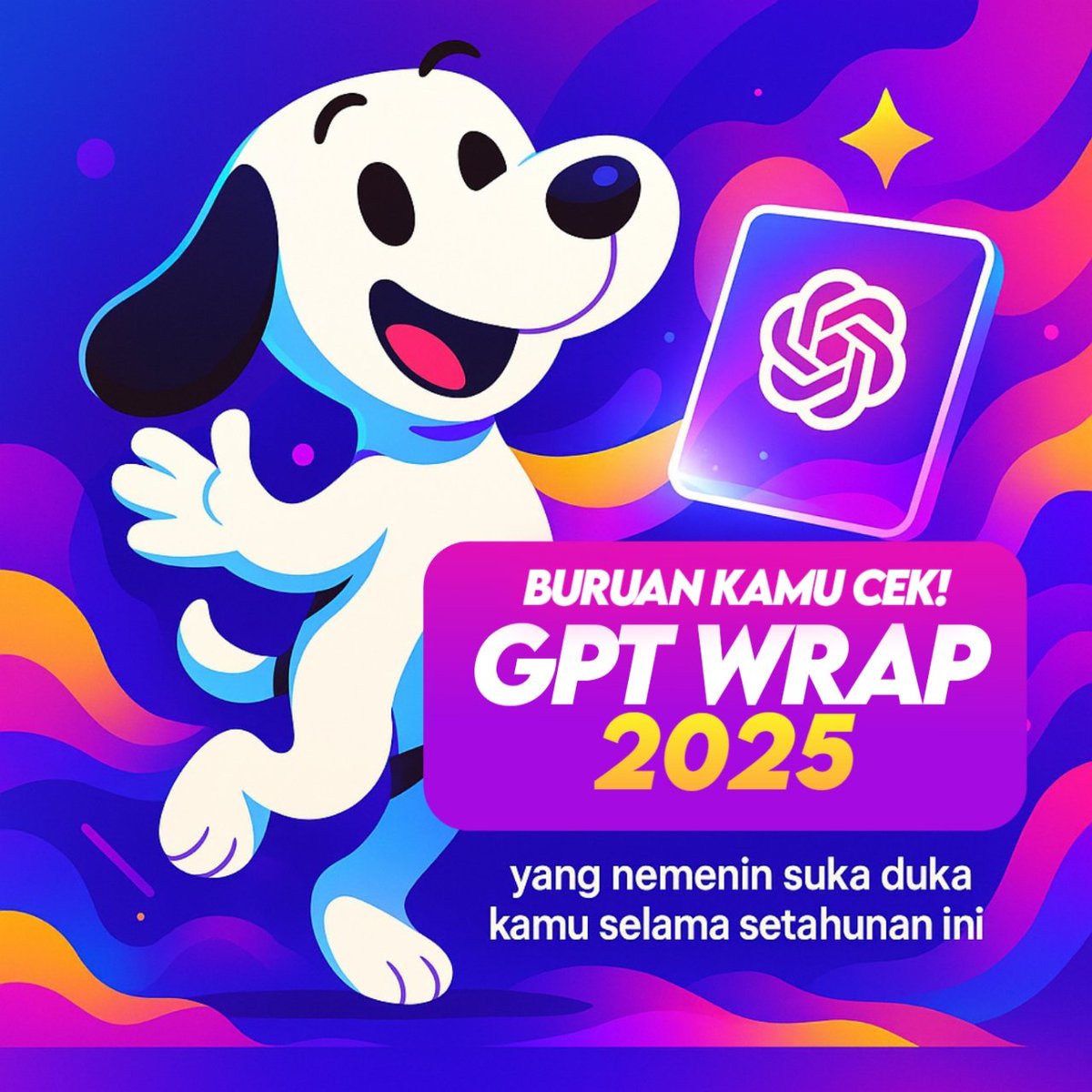 NakaKun11's tweet photo. INGET NGGA SETAHUN INI KAMU SERING NGOBROL SAMA SIAPA?

Siapa lagi kalo bukan Chat GPT?
Temen kamu curhat, sharing kerjaan, nyari referensi sampe ngehalu!
Sekarang nggak Spotify aja yang bisa recap . Chat GPT Sekarang bisa ngerecap obrolan kalian setahun penuh!
Coba Kepoin Yuk https://t.co/cTB4IMXac5