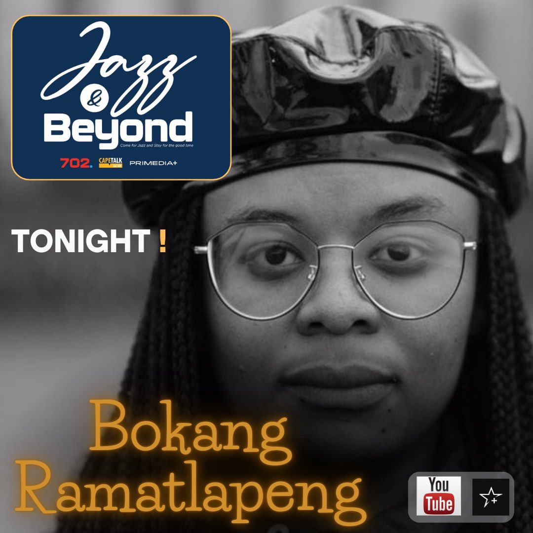 nothembaujx's tweet photo. It’s #JazzOclock Tonight with #JazzAndBeyond on @Radio702 & @CapeTalk
We also feature singer songwriter #BokangRamatlapeng
“Come for the Jazz and stay for a good time”🎵
From 5pm📻 https://t.co/FOPq3KLq3Z