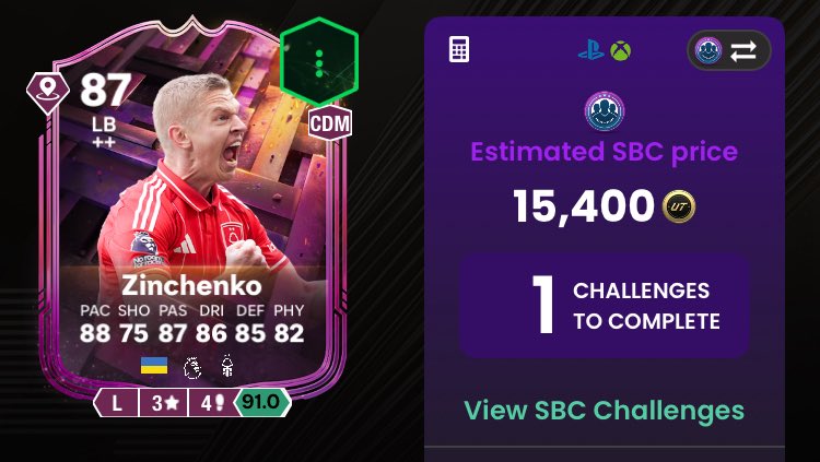 EAFCassist's tweet photo. 🚨 FODDER NEEDED FOR ZINCHENKO🇺🇦 
 
• ✅ 86🟰 2 
• ✅ 85 🟰 3 
• ✅ 84 🟰 6 
• ✅ Total price 🟰 15K 

Bargain of the year 🔥🔥 https://t.co/q7Qu90uWmo