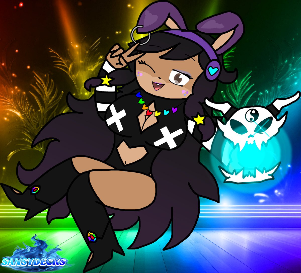 DGachamv's tweet photo. Decksy Bonfie has a new Dreemurr Form
This time, she has a 7 souls for a necklace

❤️🧡💛💚🩵💙💜

#UndertaleFan #Fazclaires #FrennisNightclub #FNC #Bonfie #fniabonfie #fnia #OC #fazclairesoc #fniaoc #fncoc #art #artist #digitalart #myart #fapnightsatfrennis https://t.co/rCWDEl8ozt