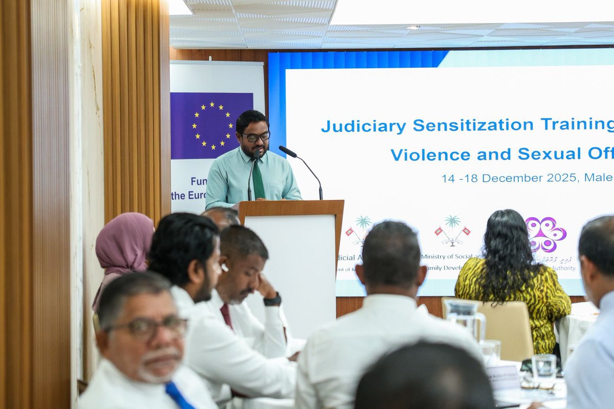 MSFDmv's tweet photo. Ministry in collaboration with Department of Judicial Administration, Family Protection Authority and UNDP Maldives, and with support from the EU Maldives through the #AIMproject, conducted sensitization sessions in Batch 2 of Judiciary Sensitization training on Domestic Violence and Sexual Offences
This programme strengthens prevention efforts against gender-based violence (GBV) domestic violence (DV) and Sexual Offences.
@EU_Maldives @djamaldives @FPAMaldives @UNDPMaldives