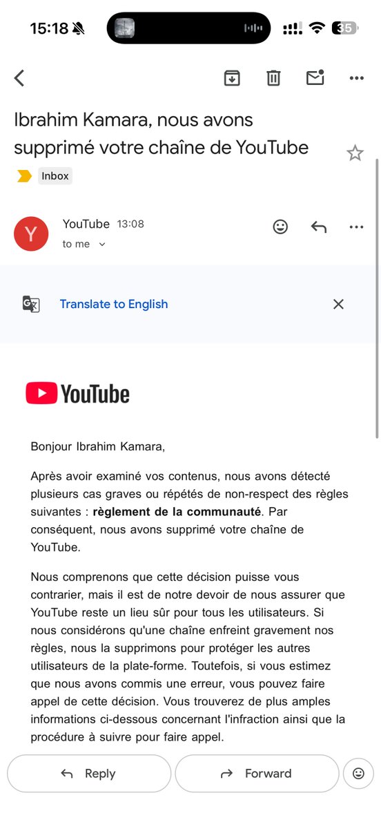 Ibrakamara6's tweet photo. Hi @TeamYouTube, my channel Ibrahim Kamara was terminated after policy updates. I was already correcting older videos and future content to comply. My appeal was rejected within minutes. I’ve been a creator for 5 years. Could someone please review my case? https://t.co/bNzWgNw649