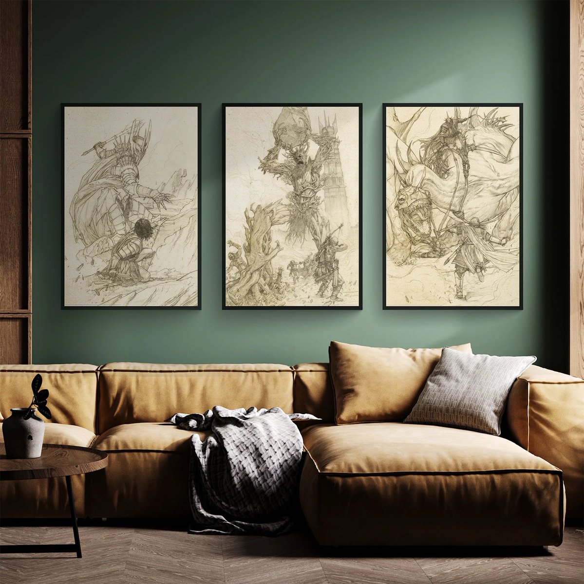 . Several months ago, I created three illustrations inspired by Peter Jackson’s Lord of the Rings film trilogy for Mondo Shop. These illustrations, which I painted in oils, have now been turned into posters and are already available to order on mondoshop.com