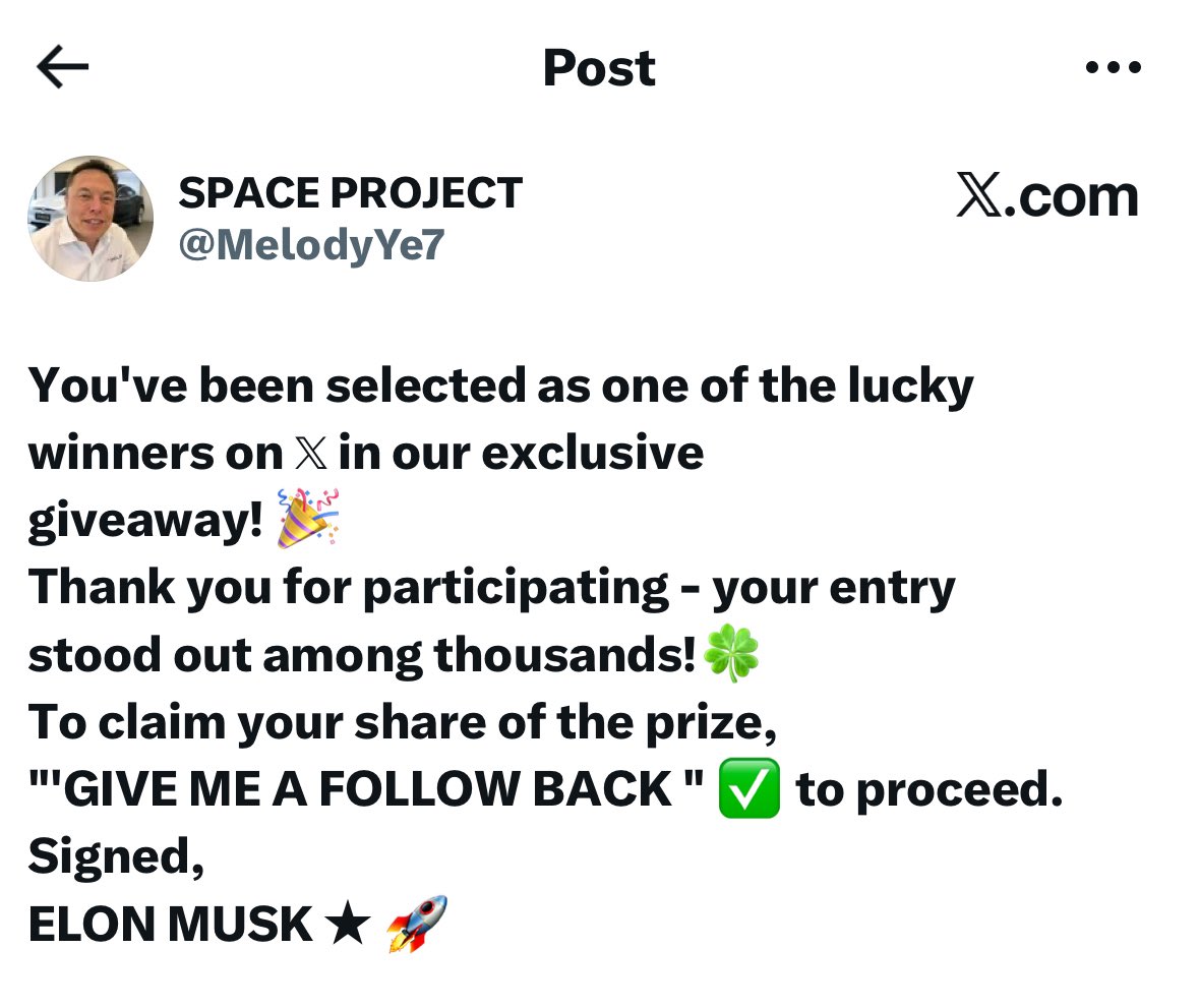 JohnStringg's tweet image. This is another typical scammer,Elon doesn’t text anyone on x neither does he do giveaways on x,report this profile once you come across it.
Don’t fall victim to Elon imposters on x 
#Staysafe