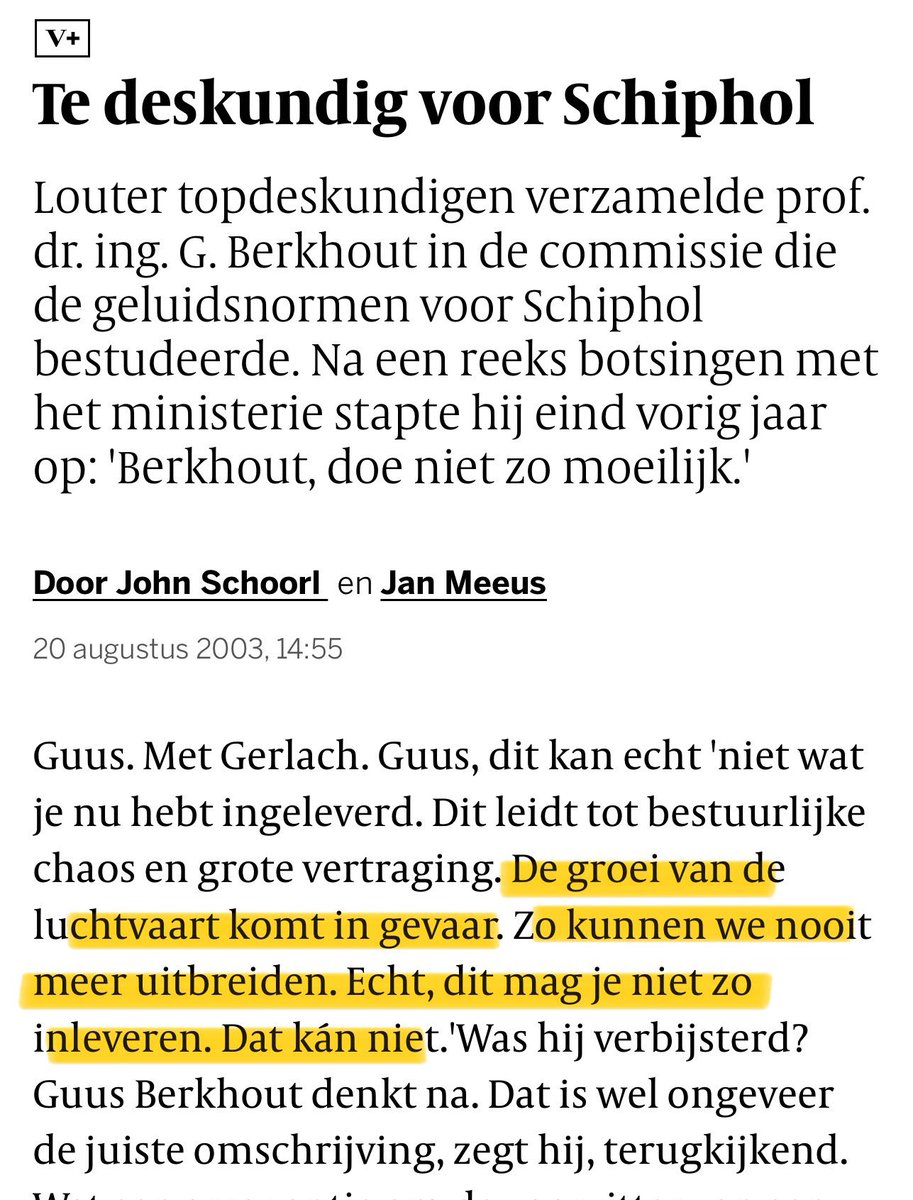 Verbijsterend. Gesjoemel met onafhankelijke onderzoeken Schiphol op <a href="/MinIenW/">Ministerie van Infrastructuur en Waterstaat</a>

‘De groei van de luchtvaart komt in gevaar. Zo kunnen we nooit meer uitbreiden. Dit mag je niet zo inleveren.'

volkskrant.nl/economie/te-de…

#tbt #schiphol #klm <a href="/RaadvanState/">Raad van State</a> <a href="/2eKamertweets/">Tweede Kamer</a> <a href="/IenWTweedeKamer/">IenW Tweede Kamer</a>