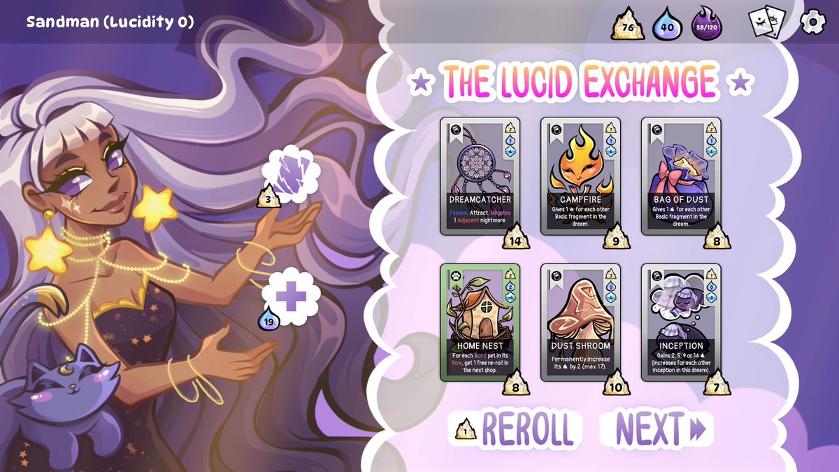 Kepsert's tweet image. Thanks everybody for the wonderful comments so far! Last night I dropped a patch for the free demo, available on itch here: kepsert.itch.io/bag-of-dreams
Check it out so Santa won't skip you for Christmas! (Strategic cozy "Dreambuilder") &amp;lt;3
#indiegames #indiedev #gamedev