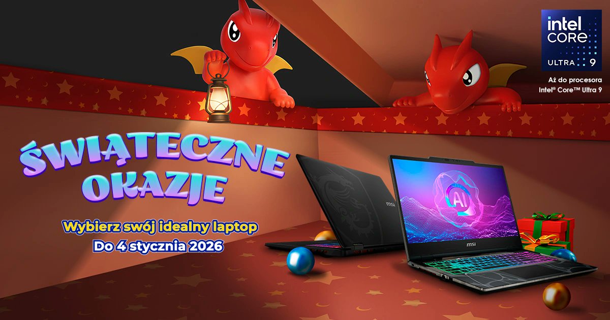 Idealny prezent na Święta? Laptop od <a href="/msi_polska/">MSI Polska</a>.
pcmod.pl/idealny-prezen…
#MSI #gaming #gaming_news #PCMOD