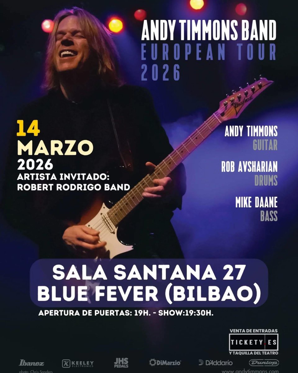 Robert Rodrigo acompañará a Andy Timmons band en Bilbao.
14.03.2026 en la Sala Santana.
Entradas disponibles en: tickety.es/event/andy-tim…
Robert Rodrigo "Magic" nuevo video youtube.com/watch?v=nIs0zC…
#guitarra #guitarrista #conciertosbilbao #andytimmons