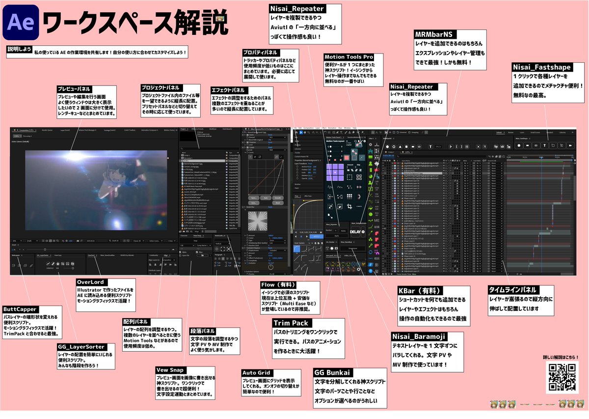 個人的に最強の作業画面がコレ
MVやアニメーション作りたい人にオススメ！
#aftereffects