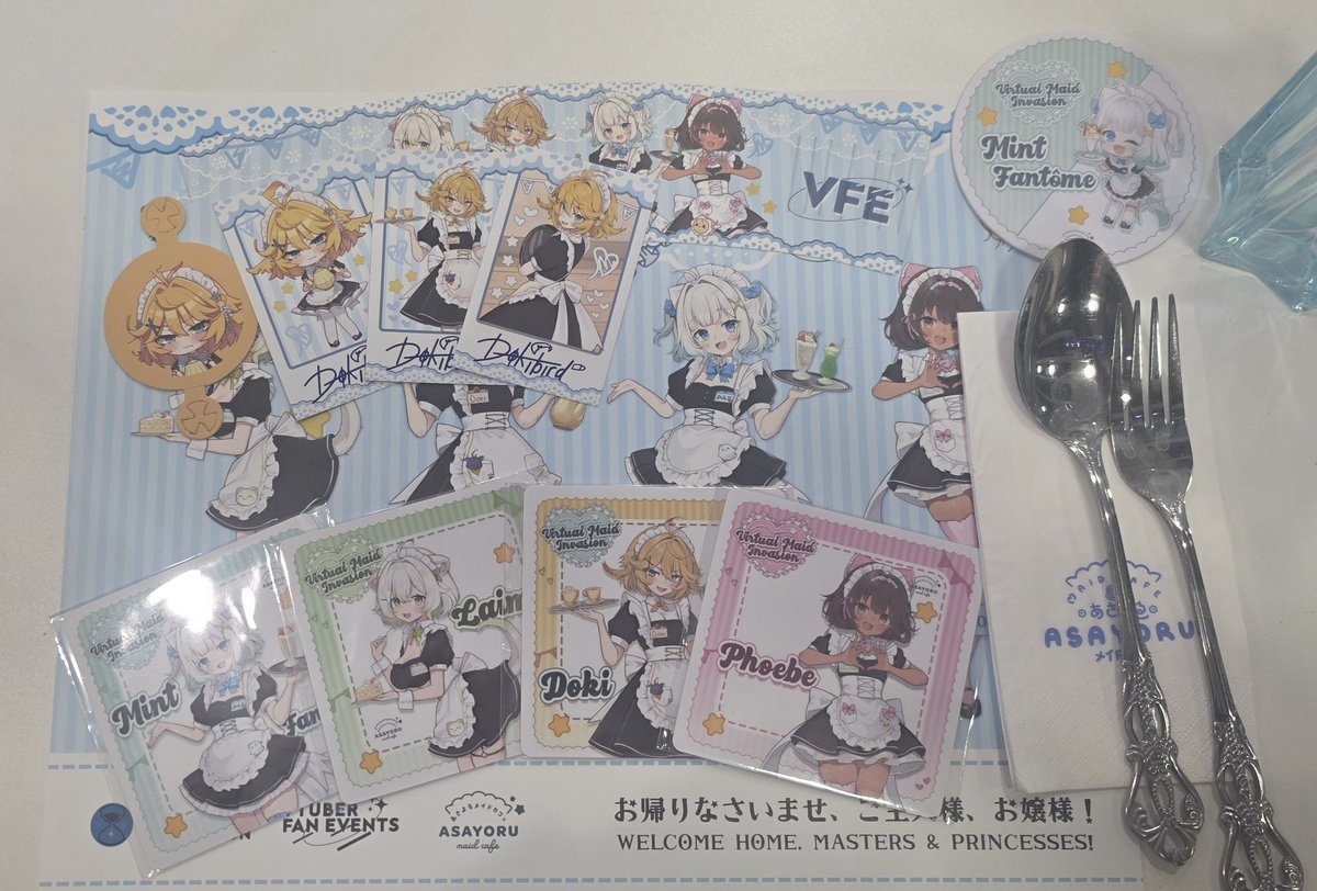 system32vt's tweet image. I went to the @AsayoruCafe and @VtuberFanEvents Virtual Maid Invasion!
I really enjoyed talking to @dokibird and @MintFantome, watching them perform - and supporting my kamioshi. Thanks for making it a special day!
P.S to doki: The curry was amazing :) #VMaidInvasion