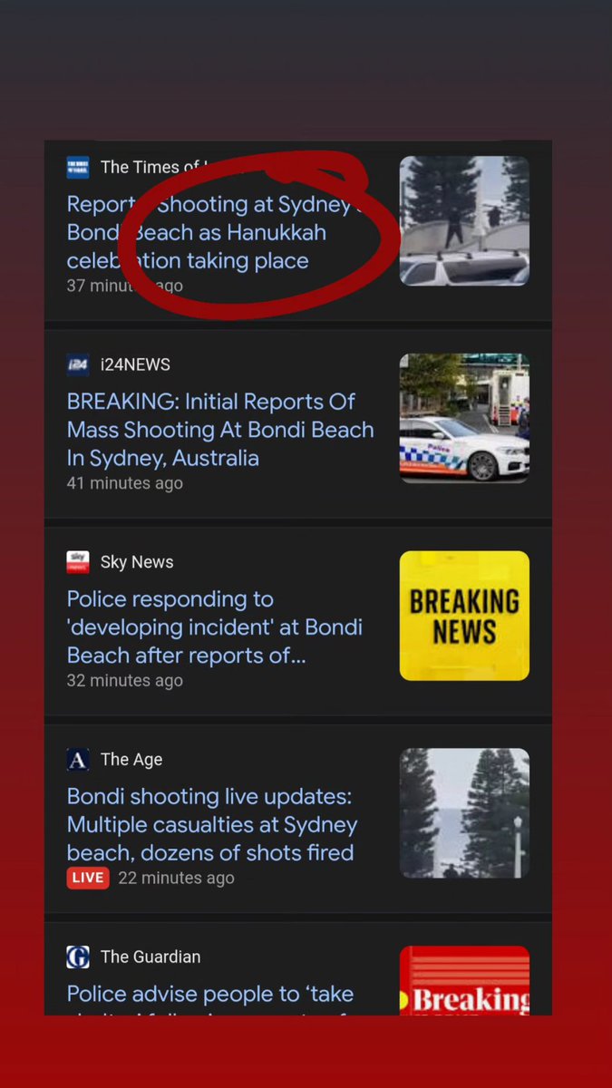 AriTeman's tweet image. Unless you scrolled deep into Google's news, you'd have no idea the shooters at Bondi Beach were targeting Jews at a Hanukkah event. 

Compare to X which mentions it at the top, even though "mainstream media" doesn't have in it headlines.

@elonmusk and @x are doing it right.…