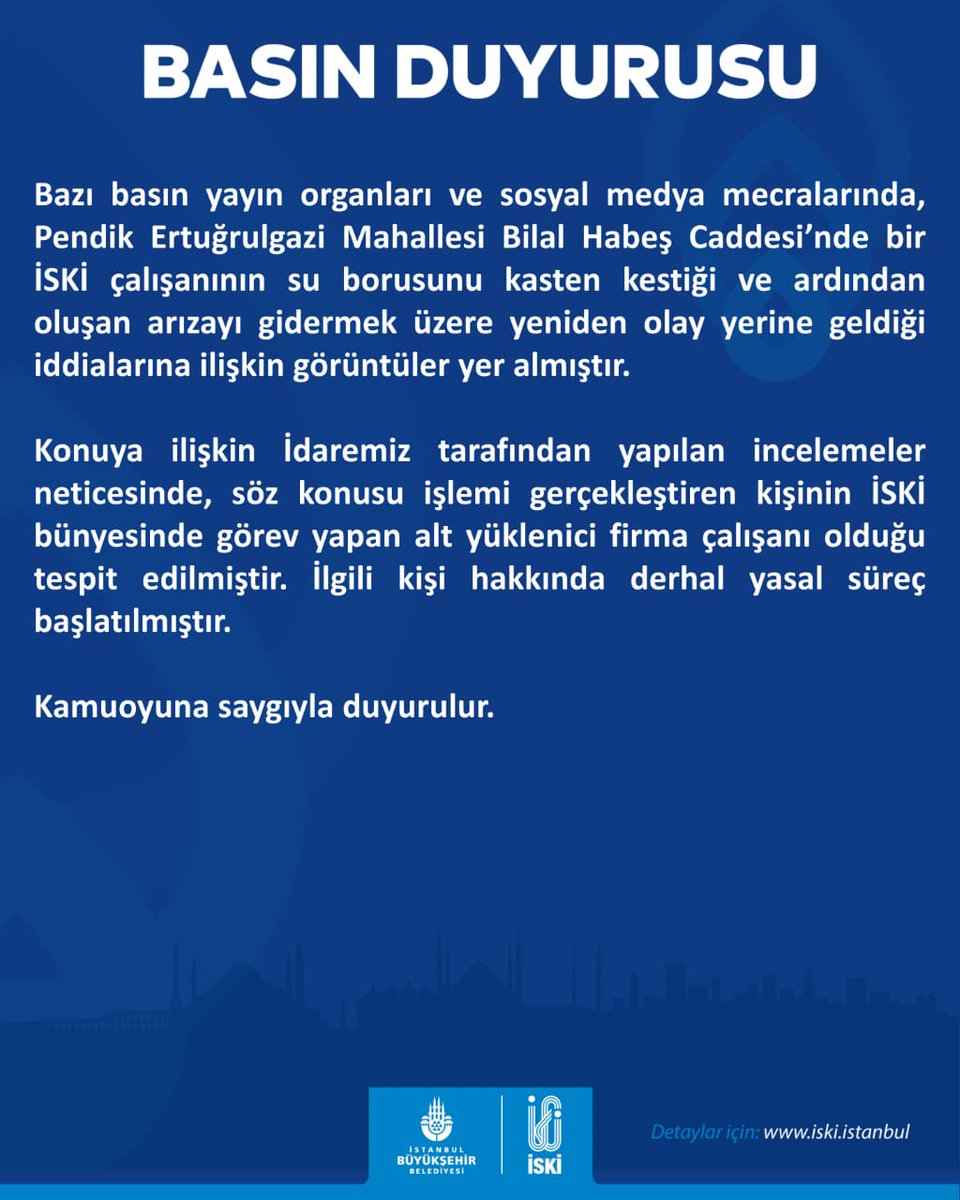 Saygıdeğer İstanbullulara önemle duyurulur.📢