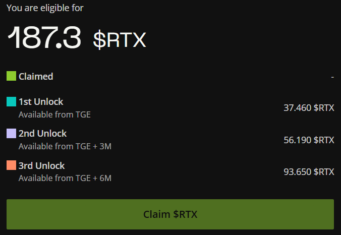 SAjdonik's tweet photo. RateX Airdrop checker is live:  
- Total supply: 100M 
- 84% of users eligible 
- Airdrop will be vested  
- Snapshot was on Dec. 1 https://t.co/Ha9QRIBtcW