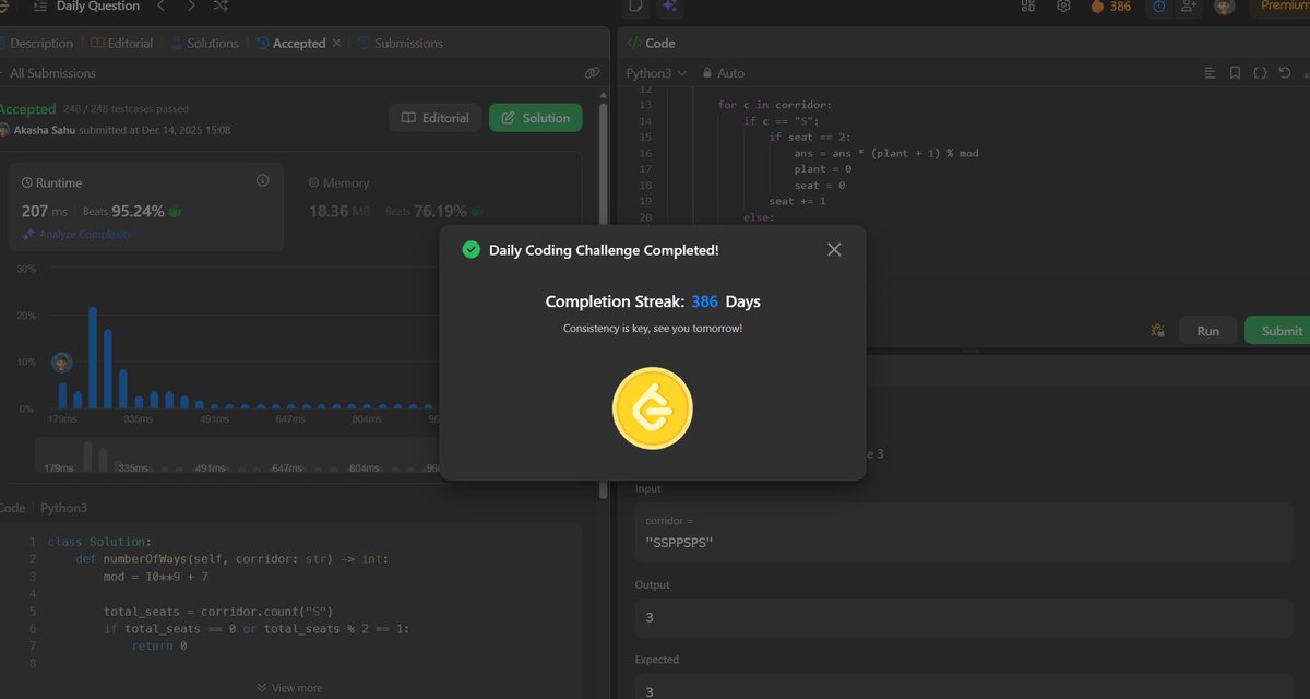 akashasahu07's tweet image. Day - 386
LeetCode daily challenge completed. Steady progress forward. 💻📈
#LeetCode #LeetCodeDaily #CodingPractice