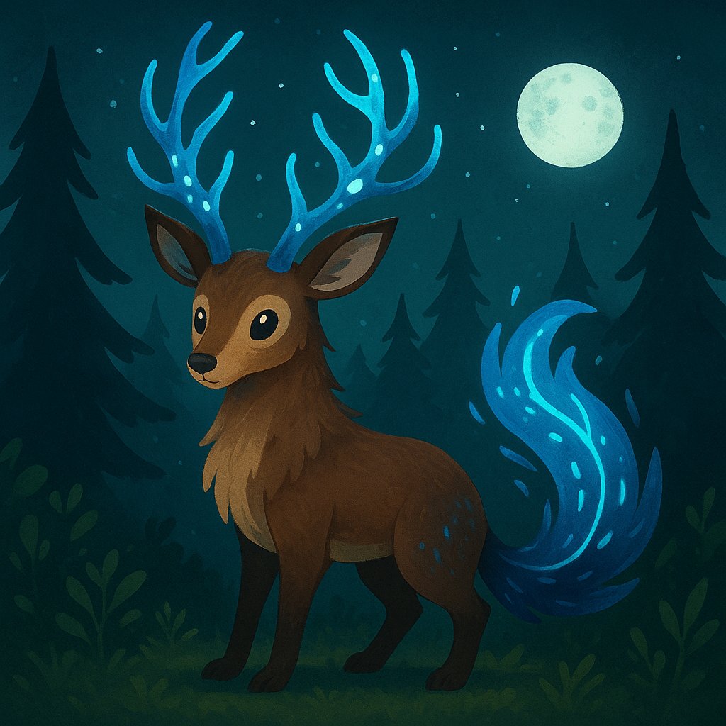 CaronS85950's tweet photo. Late at night at Camp Haven 🌲🌙 I spotted a glowing, blue-antlered forest spirit quietly watching the campfire. It didn’t run — just nodded, then vanished into the trees like it was guarding the woods.

Camp magic is real ✨🫎 @DataHaven_xyz https://t.co/ksdnJoMRGi