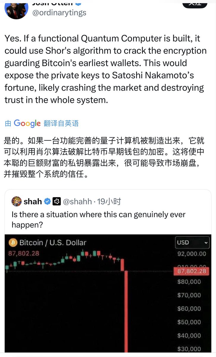 量子计算通过肖尔算法破解比特币早期加密