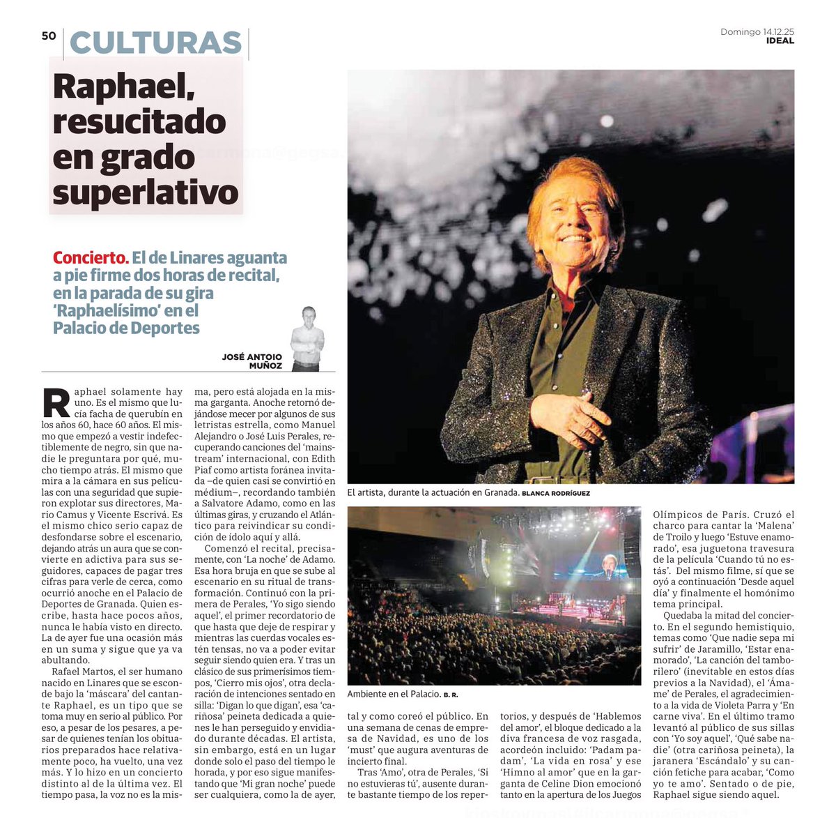 Anoche en el Palacio de Deportes de #Granada <a href="/RAPHAELartista/">𝗥𝗔𝗣𝗛𝗔𝗘𝗟</a> #GEGSA