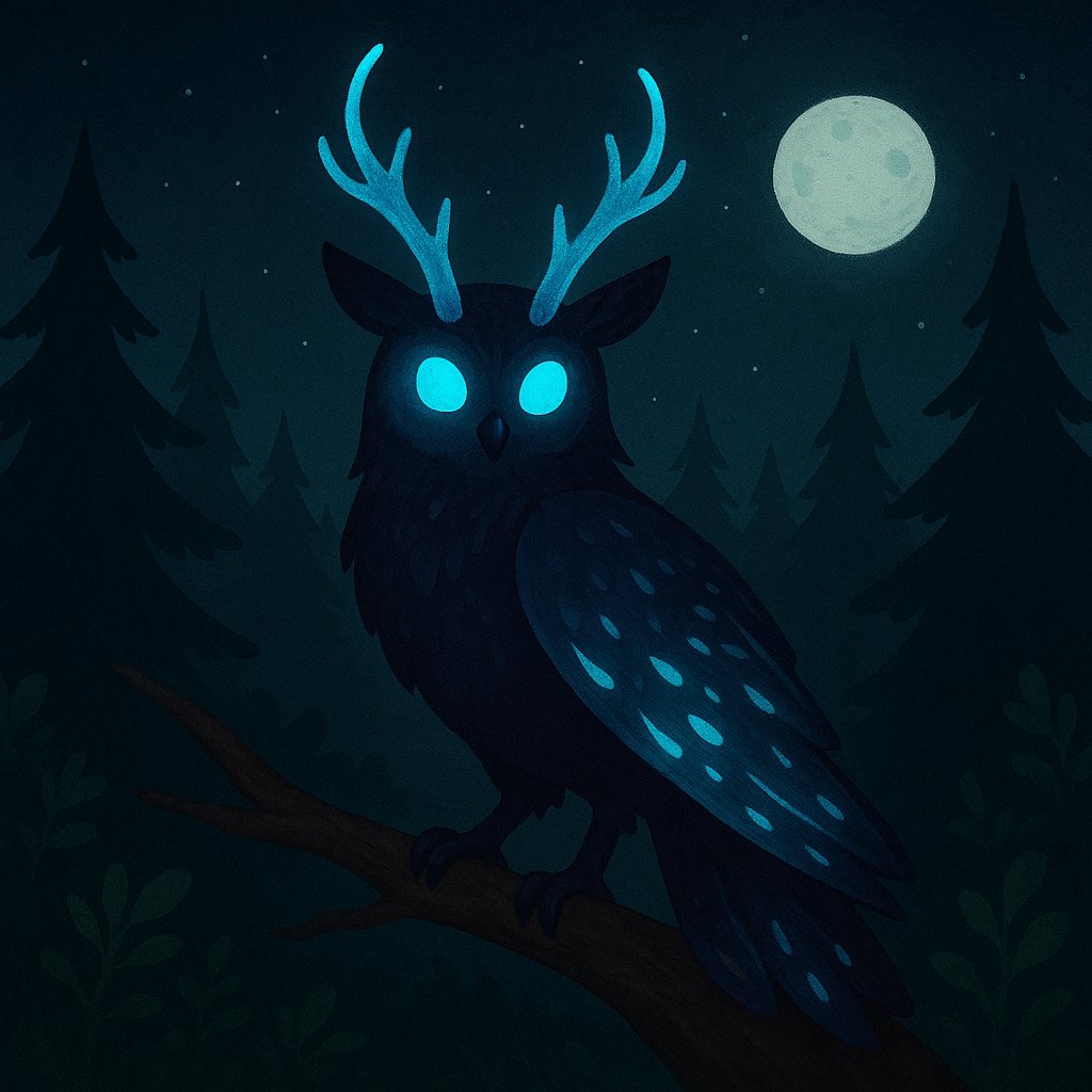 CaronS85950's tweet photo. While walking back to my tent at Camp Haven 🌲🌙, I spotted a strange night creature perched silently above me. Its glowing eyes watched calmly as the forest went quiet, then it spread its wings and vanished into the dark.

Camp nights hit different ✨🫎 @DataHaven_xyz https://t.co/ZAL3W6bqIS