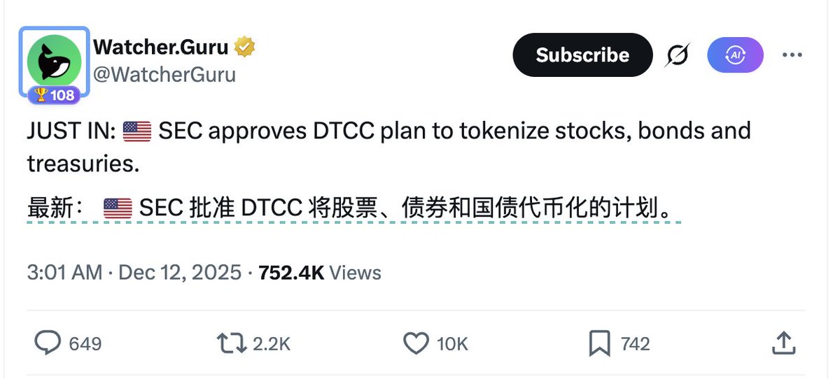 好消息是，新牛市应该要来了
坏消息是，和普通人的关系越来越小
这下是真的机构要进场了，能带来的财富规模根本不是一个量级，单一个英伟达就比BTC大得多。

美国新周期的通胀输出会通过稳定币当底层，把各种泡沫资产通过各大交易所、分销渠道、KOL，直接卖给全球的散户。抢的是三份钱：

1.