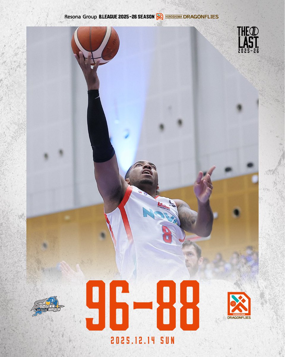 12/14(日) りそなグループ B.LEAGUE 2025-26シーズン 第14節 #島根