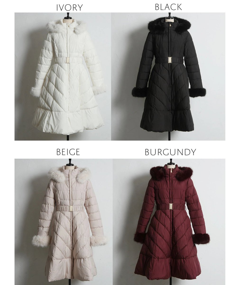 tocco closet フィット＆フレアキルティングコート トッコクローゼット tocco closet 取り外し可能なファー＆ベルト付き