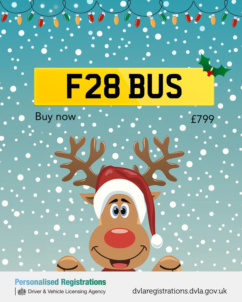 Do you know someone who would love this registration? 🎅

Get them the perfect gift this Christmas 🎁

Available to buy now on the link below:
🌟 ow.ly/OugB50XyCaY
#MyDVLAReg #MakeItPersonal #DVLARegistrations