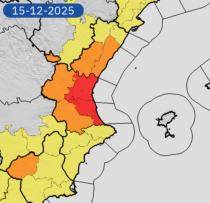 14/12 11:06 AVISOS HOY Y MAÑANA | Comunitat Valenciana: lluvias y tormentas. Nivel máximo de aviso: rojo.
Actualizaciones en aemet.es/es/eltiempo/pr…
