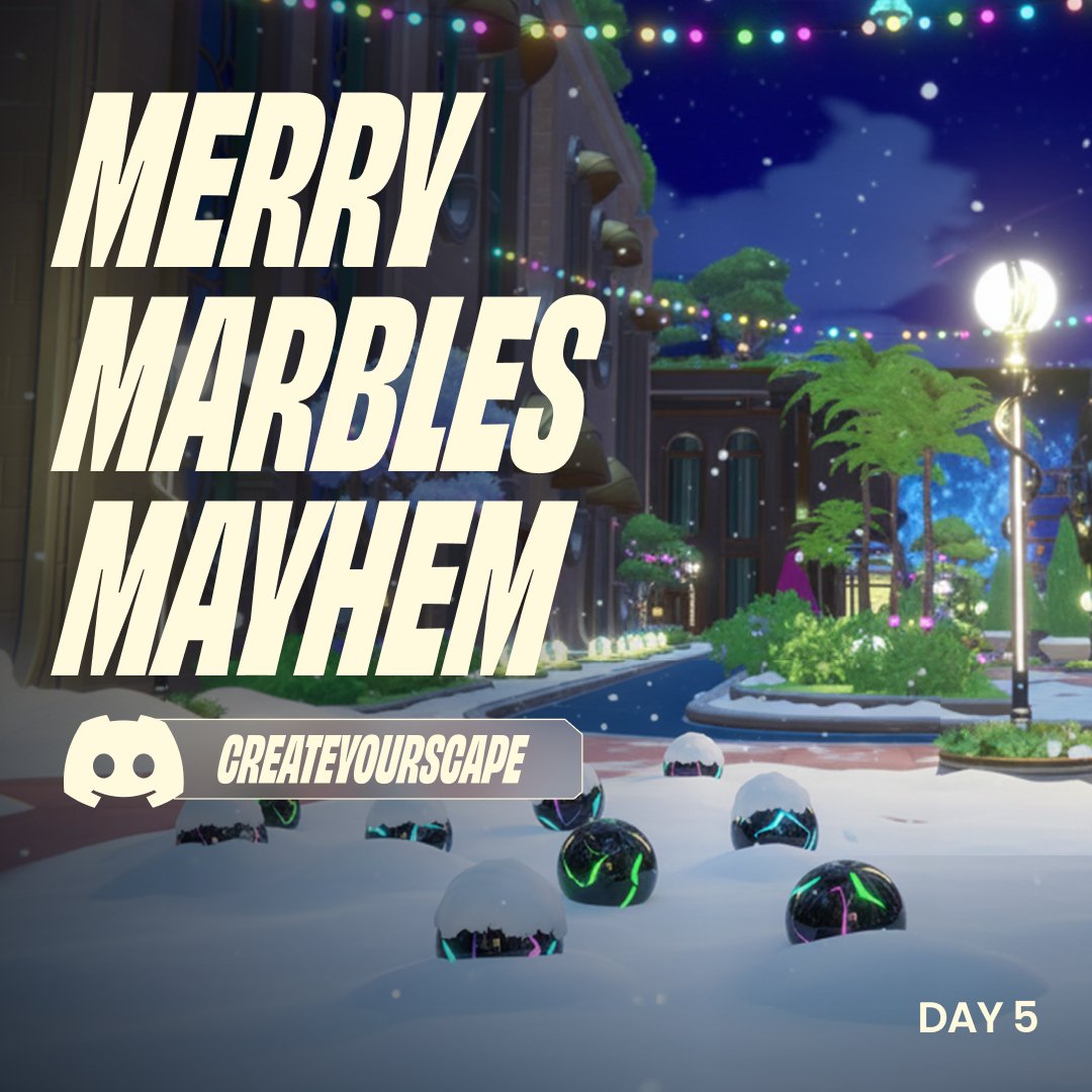 🏎️ The engines are revving! It's #Scapemas Day 5! 🎅

Tonight at 8 PM CET it is time for Marble Mayhem, where YOU get to race for your chance to win todays prize!

Customize your marble and get on the track! 0 Skill needed, just type !play in the chat and watch your racer go!!!