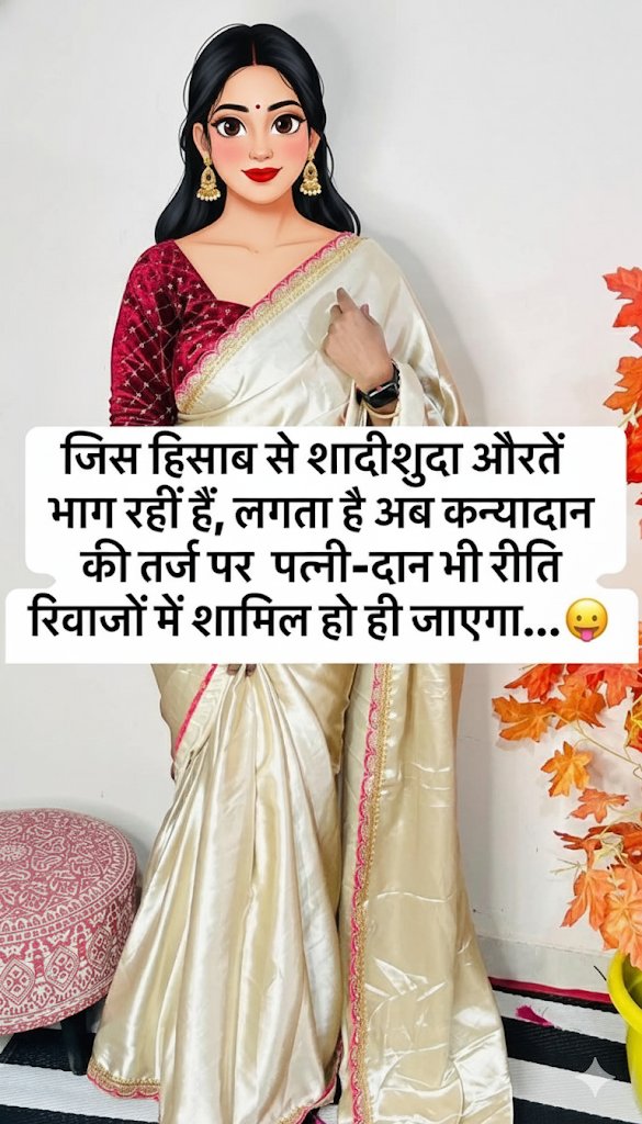 💯 Shayad jaldi hi Kanya Daan ke jagah Patni Daan bhi ek nayi “parampara” ban jaaye❓bhagti mahila!!Badalte narratives, badalta samaj🤫👩
#NyayPrayaas4Men #EmergingBharat4Men #MenToo
<a href="/NyayPrayaas/">NYAY PRAYAAS FOUNDATION</a> <a href="/manish_sindwani/">manish sindwani</a> <a href="/Ajay65578155/">Ajay C</a> <a href="/MenTooSave/">MenToo</a>