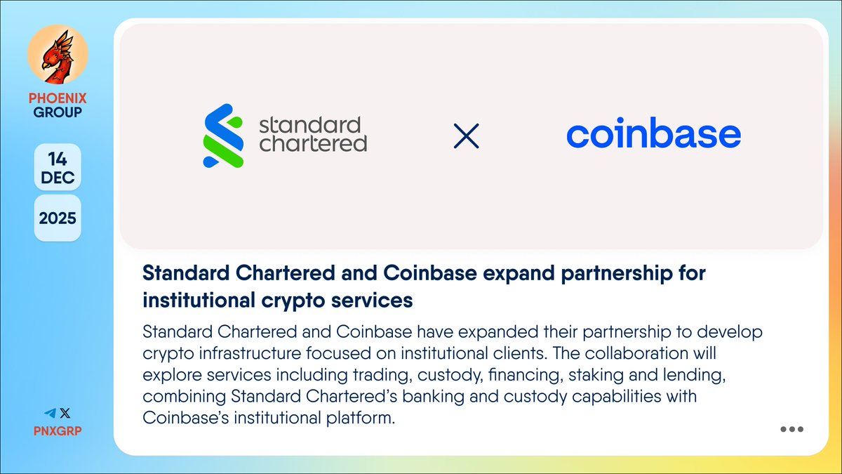 🤝 @StanChart and @coinbase expand partnership for institutional crypto  services #StandardChartered and #Coinbase have expanded their partnership  to develop crypto infrastructure focused on institutional clients. The  collaboration will explore services ...