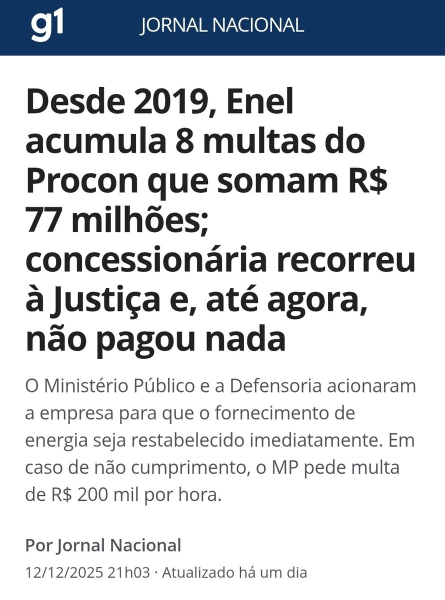 Enel: lesa milhões de consumidores, não paga multas, niguém preso, continua funcionando

Pixar estátua com batom: 17 anos de cadeia instantâneo

O estado é bom sim amiguinho.