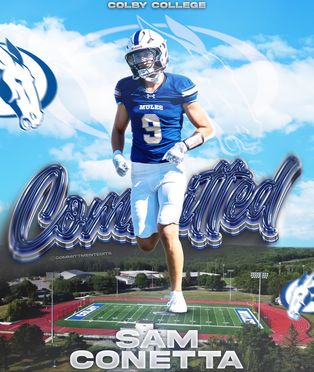 SamConetta's tweet image. I am blessed to announce that I will be continuing my academic and athletic career at Colby College! I would like to thank my family, friends, and coaches that have helped me along the way. #gomules 
@PopeJohnLionsFB @CoachGaston_ @Coach_Cole47 @CoachVozza @Coach_Hobbins…