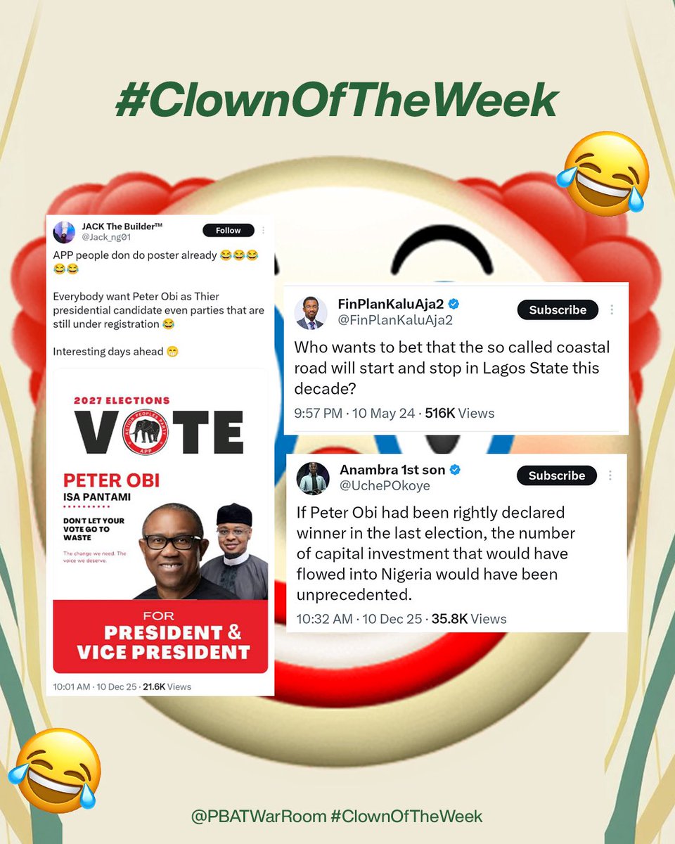 PBATWarRoom's tweet photo. So many CLOWNS this week so we decided to give you the opportunity to pick who your #ClownOfTheWeek is from these trio 🤡

So, who is your Clown this week? 😂

Vote in the comment section 👇🏽👇🏽💀 https://t.co/88qxupF0J5