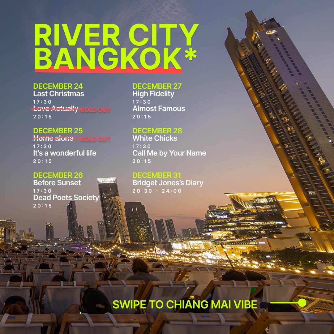 skylinefilmbkk's tweet image. What’s on!
December rooftop cinema with #skylinefilm
ending 2025 the right way～

Tickets for December sessions are available
via the link in our bio.

*Movies are in English with Thai subtitles.