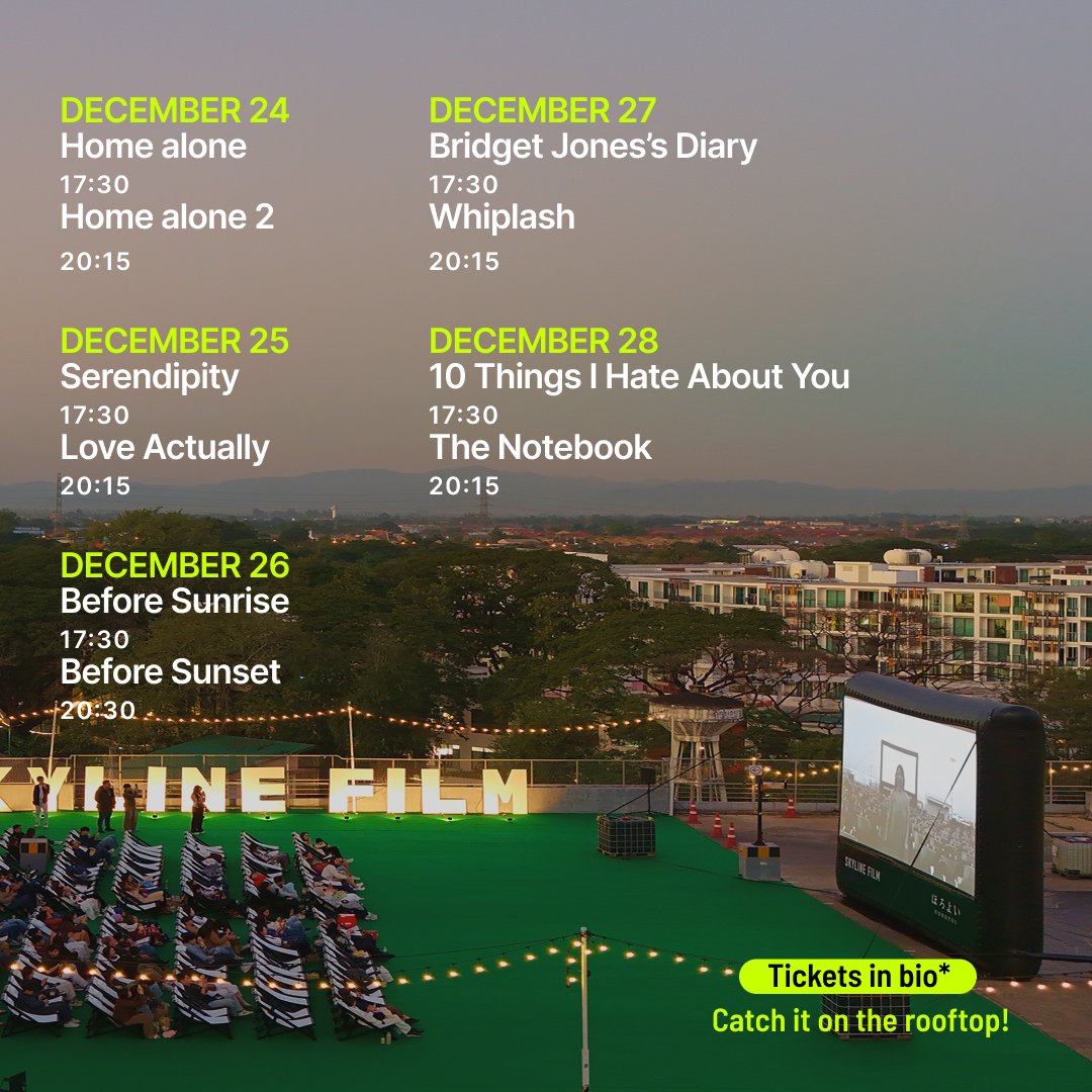 skylinefilmbkk's tweet image. What’s on!
December rooftop cinema with #skylinefilm
ending 2025 the right way～

Tickets for December sessions are available
via the link in our bio.

*Movies are in English with Thai subtitles.
