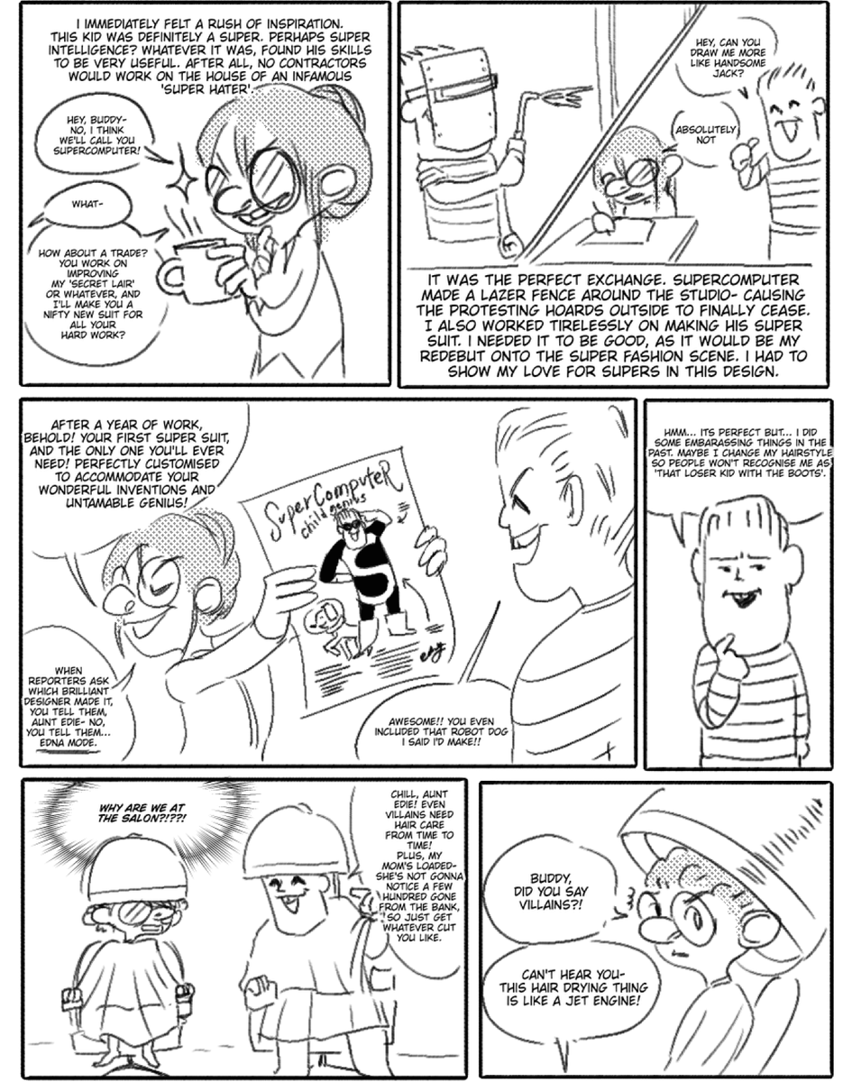 japchefreak's tweet photo. no capes incredibles fan comic (1/2) some made up lore about why syndrome has a cape and who designed his suit. this probably makes no sense in the lore but whatever man i like stories. there will be a part 2 soon https://t.co/vekW9y2rSJ