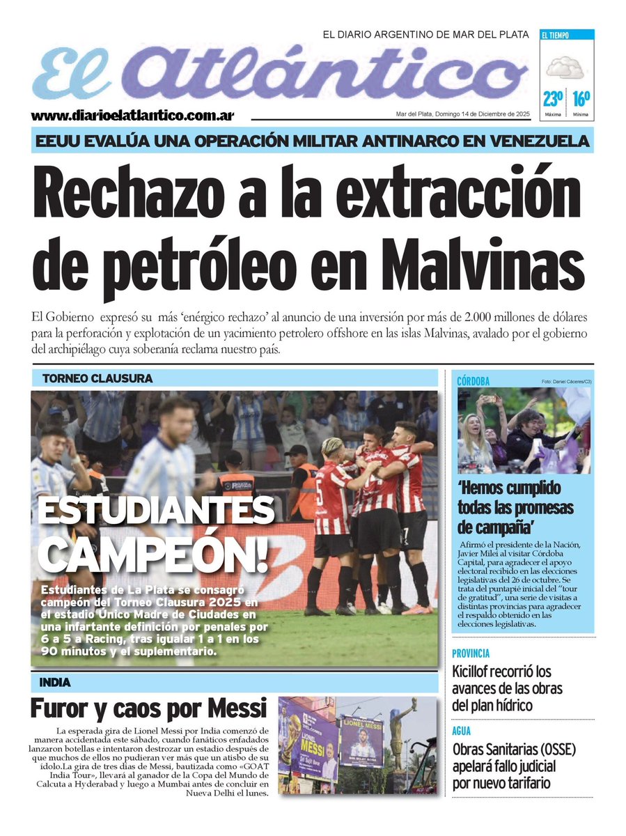 Portada digital del día 14/12/2025
